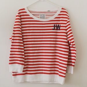 Jack Wills Red & White Breton Stripe Sweatshirt M